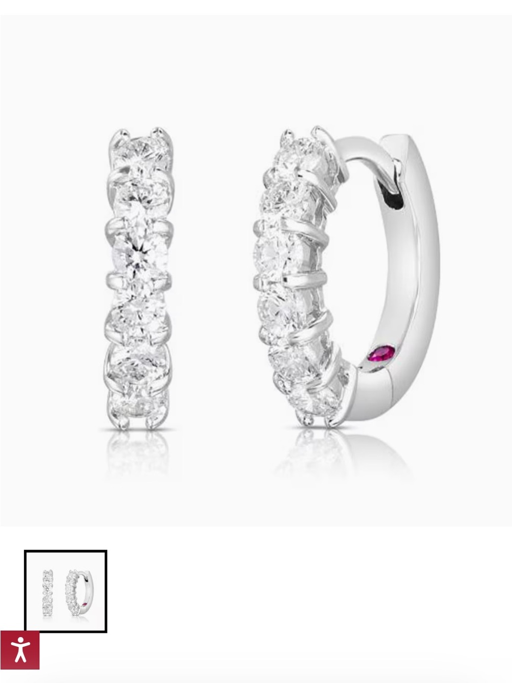 Roberto Coin 18K White Gold & 0.70 TCW Diamond Huggie Earrings